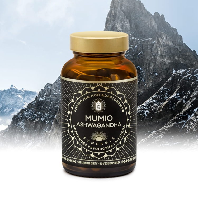 Mumio Ashwagandha - suplement diety, adaptogen na witalność, odporność i stres. 60 vege kaps.